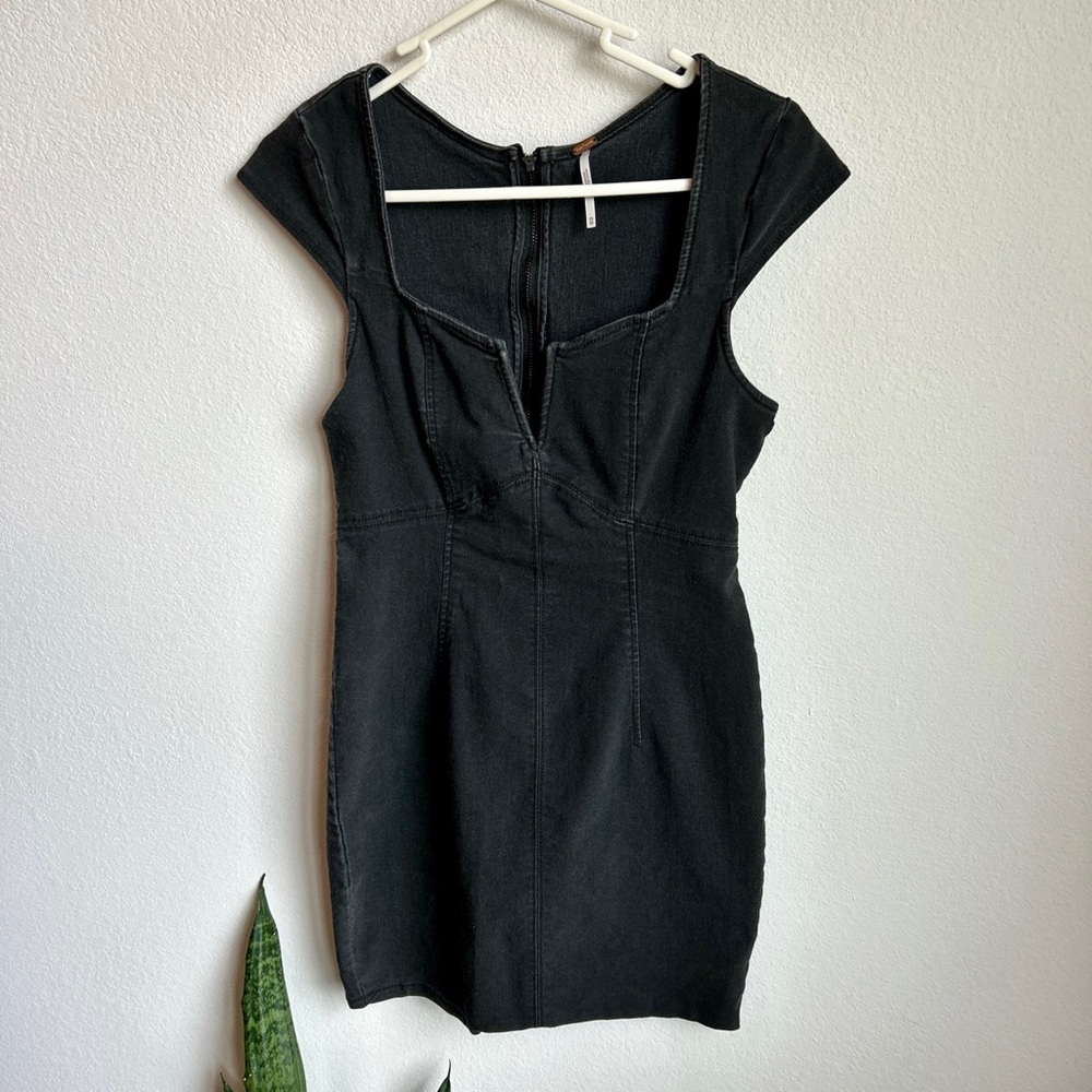 Lia Denim Free People Bodycon True Black Denim Dress